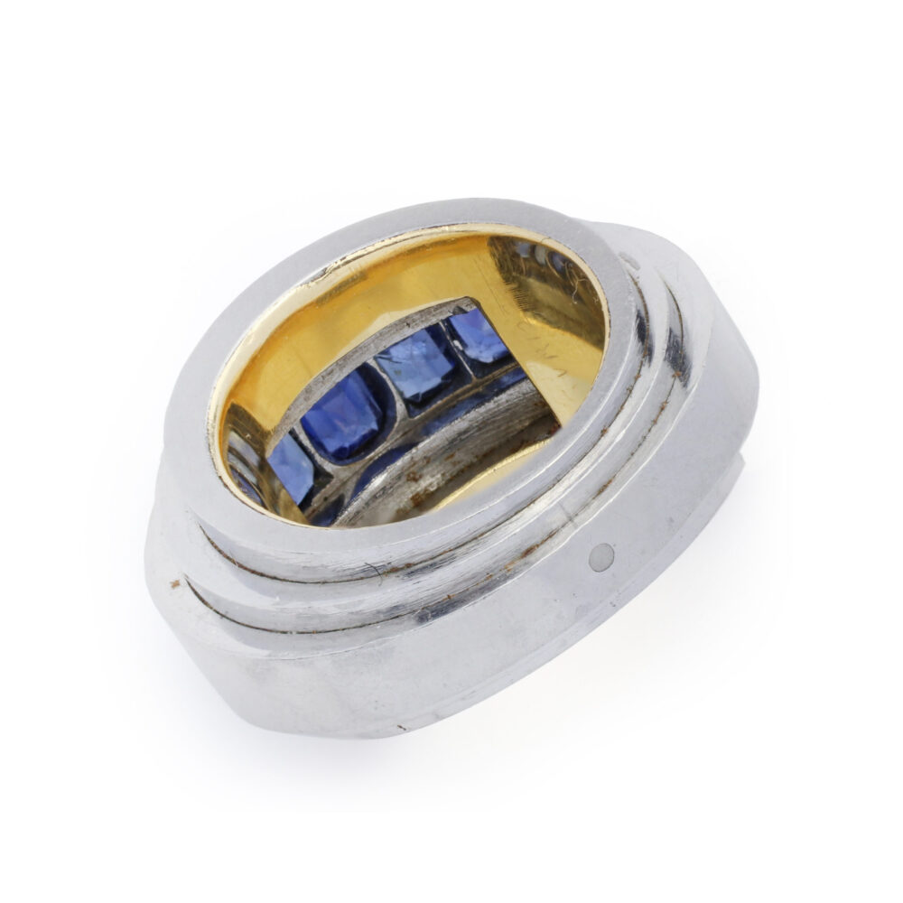 Belperron 'Stepped Model' Palladium, Gold and Sapphire Ring
