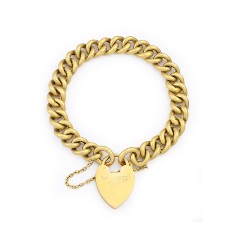 Antique Gold Heart Lock Charm Bracelet