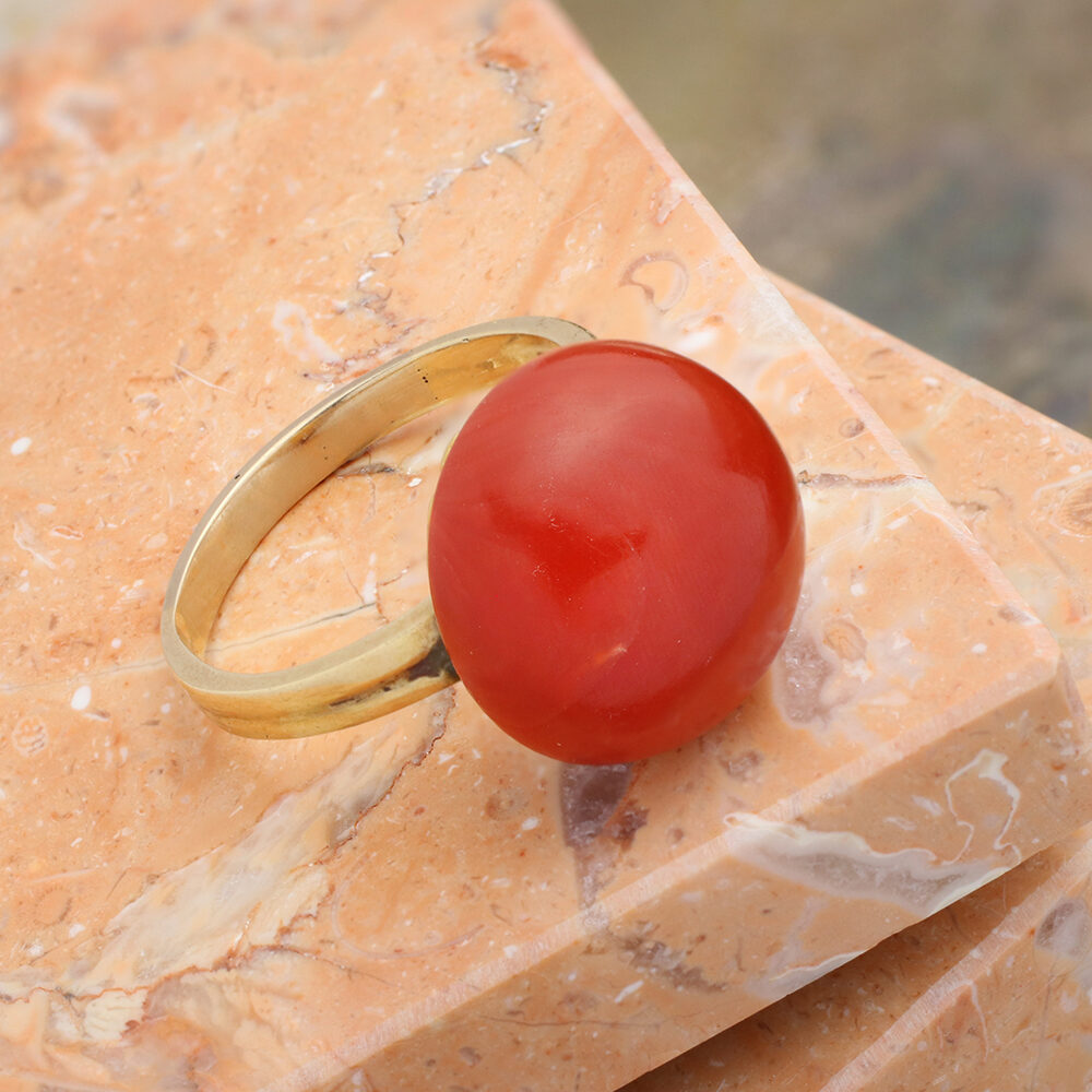 Coral and Gold Ring
