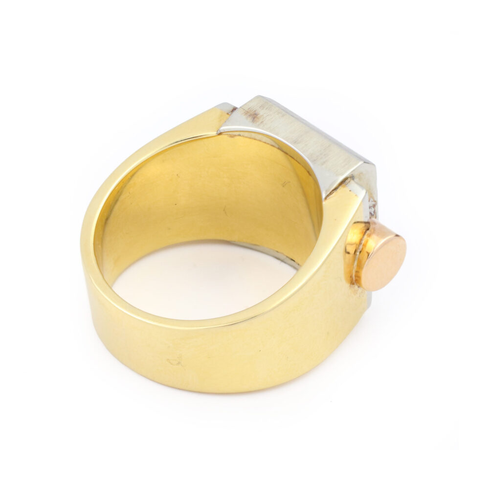 Modernist Platinum and Gold Signet Ring