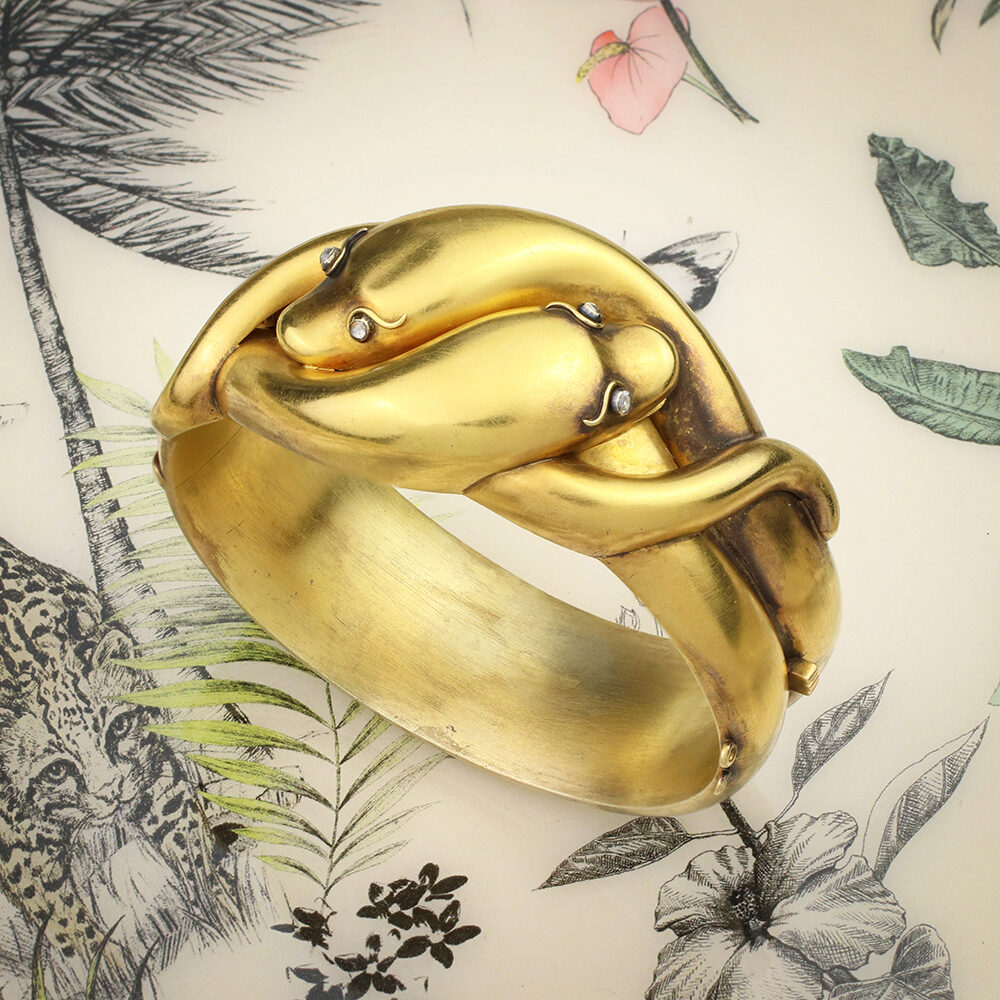 Antique Gold Snake Bangle Bracelet