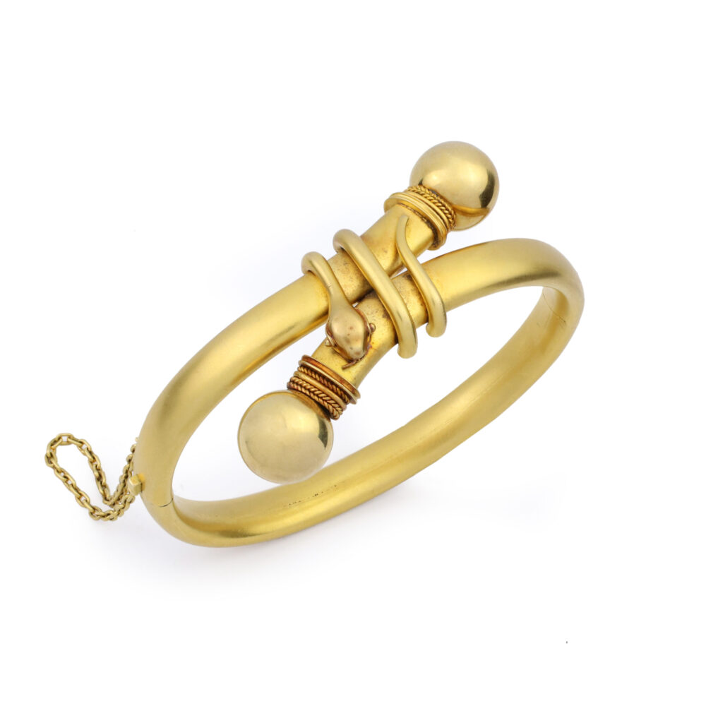 Antique Gold Crossover Bangle Bracelet