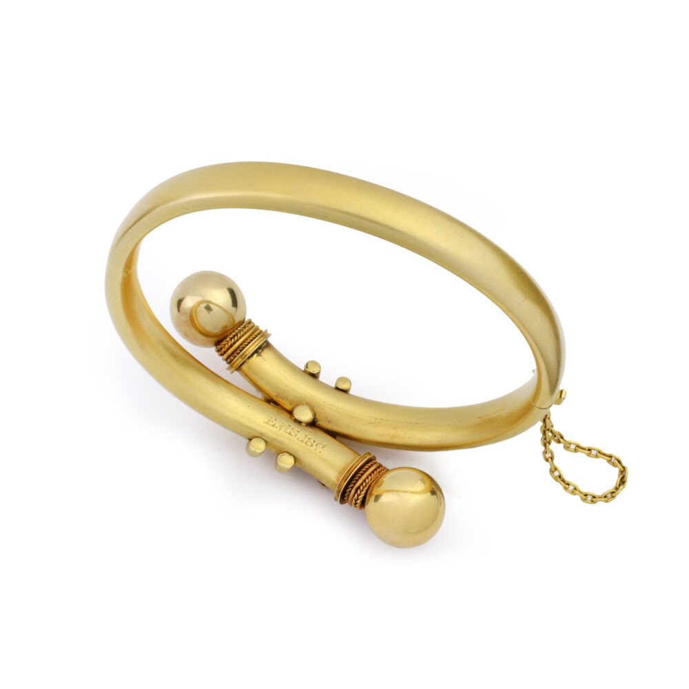 Antique Gold Crossover Bangle Bracelet