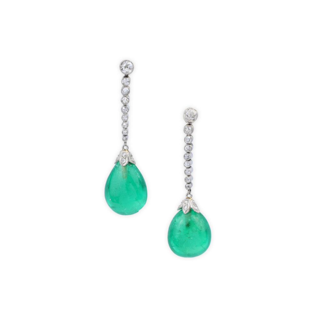 Colombian Emerald and Diamond Ear Pendants