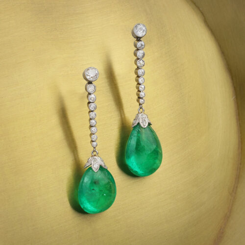 Colombian Emerald and Diamond Ear Pendants