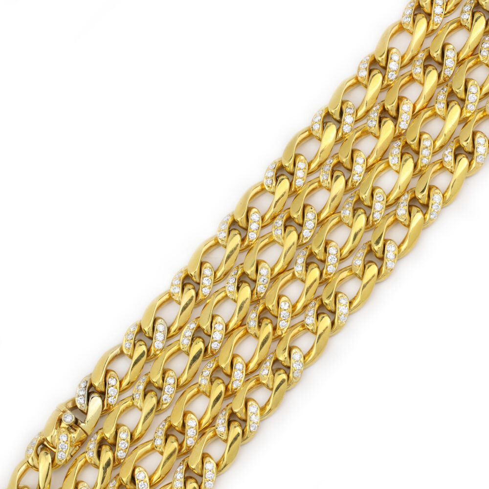 Bulgari Diamond Set Gold Long Chain Necklace