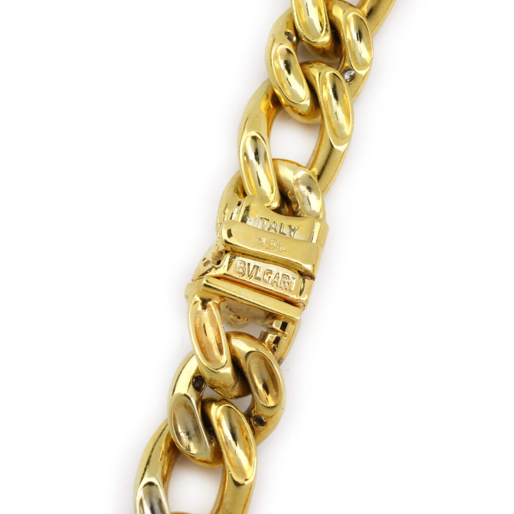 Bulgari Diamond Set Gold Long Chain Necklace