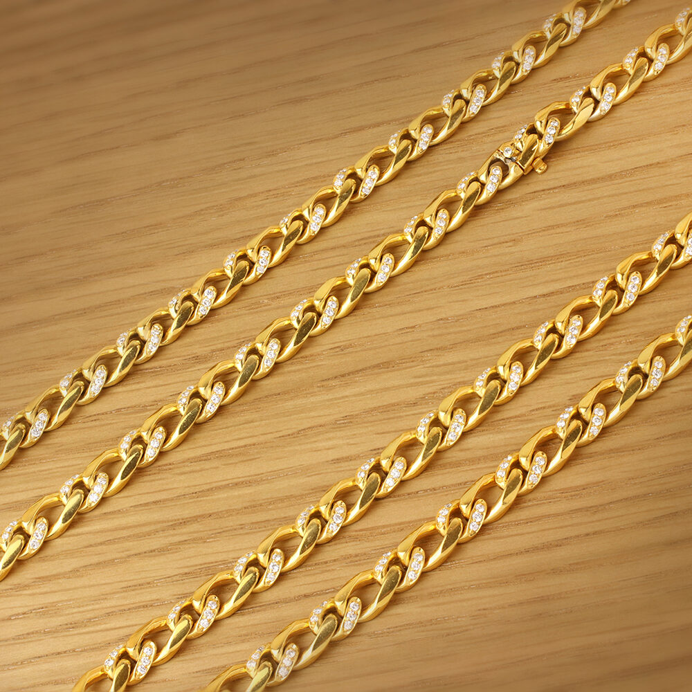 Bulgari Diamond Set Gold Long Chain Necklace