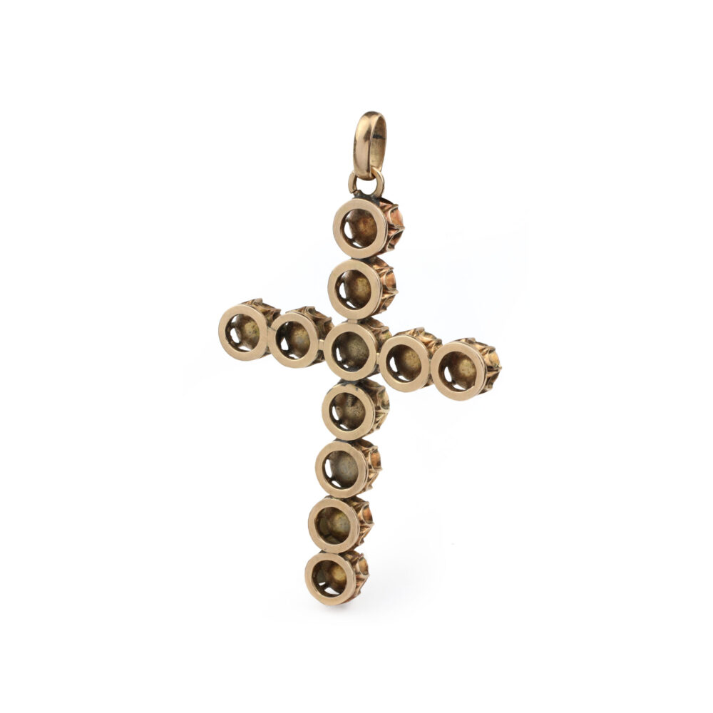 Antique Rose Cut Diamond Cross Pendant