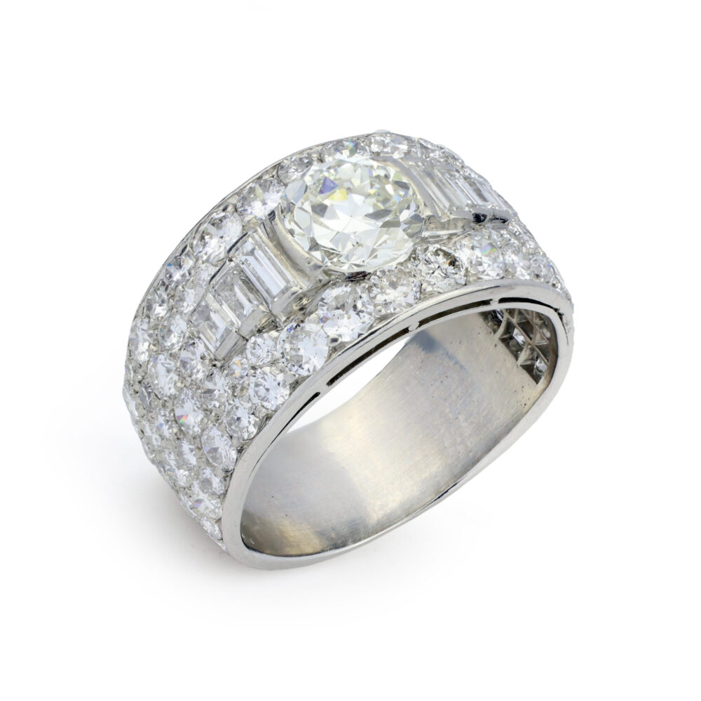 Bulgari 'Trombino' Diamond and Platinum Band Ring