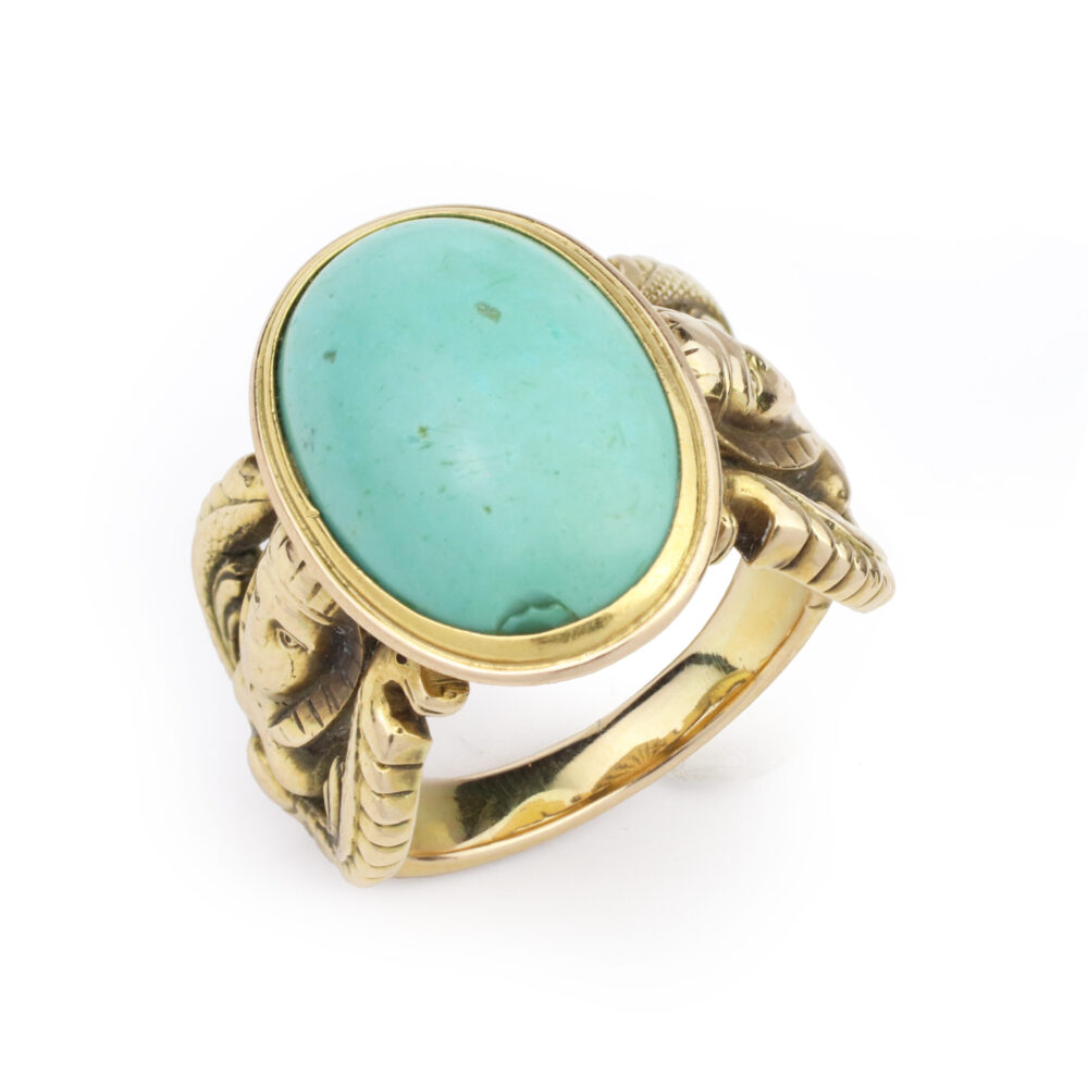 Egyptian Revival Gold and Turquoise Ring