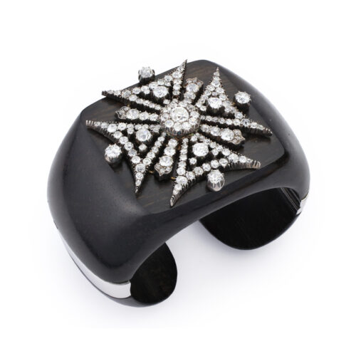 Verdura Maltese Cross Diamond and Wood Cuff Bracelet