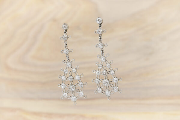 Edwardian Diamond and Platinum Ear Pendants