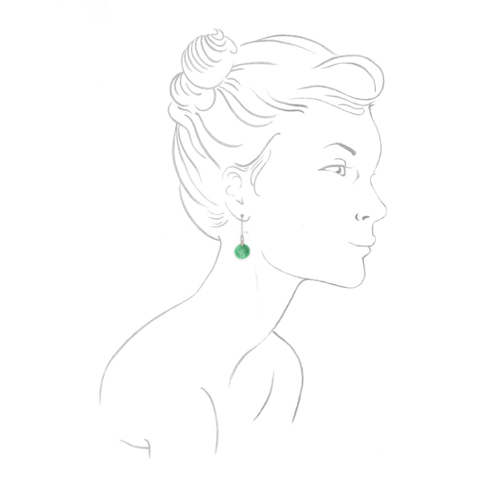Art Deco Jade and Diamond Ear Pendant