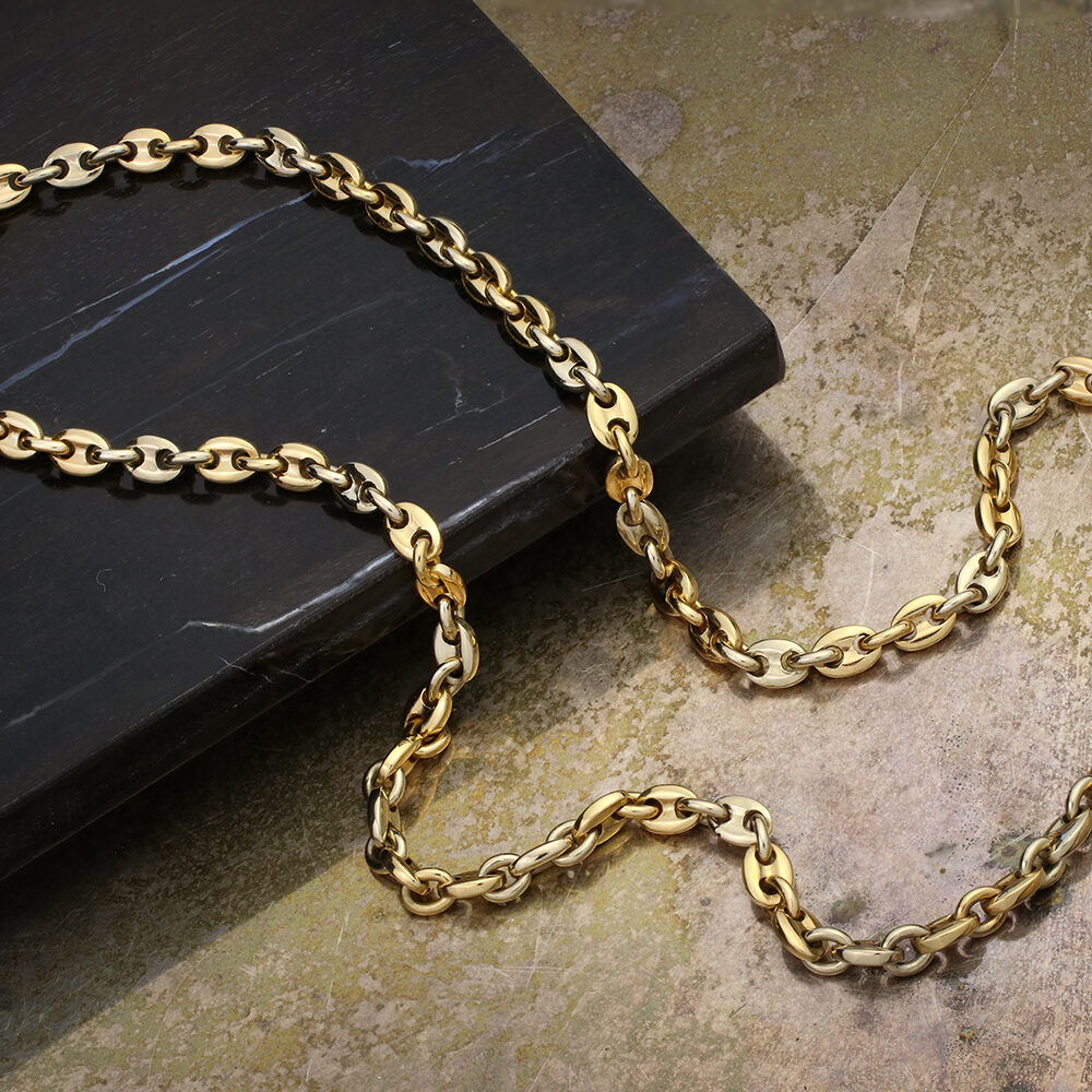 Two Tone Gold Mariner Chain Necklace