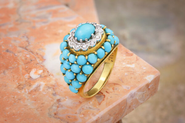 J.E. Caldwell & Co.  Turquoise And Diamond Boule Ring