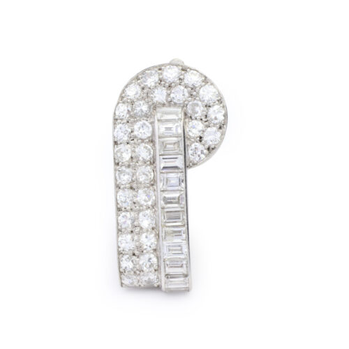 Antique Diamond and Platinum Clip Brooch