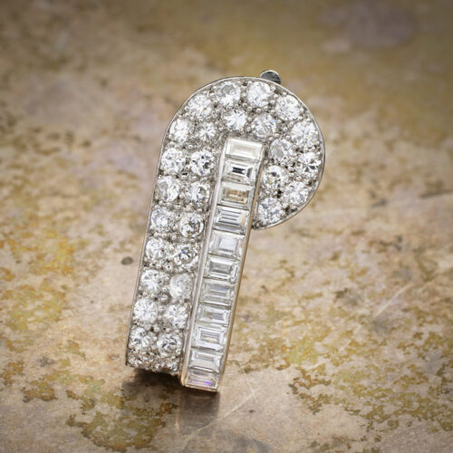 Antique Diamond and Platinum Clip Brooch