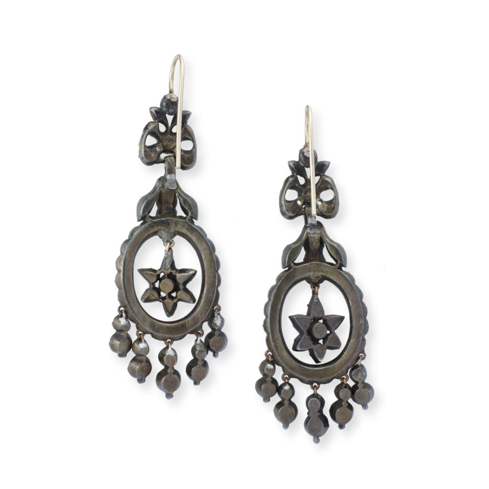 Antique Iberian Chrysoberyl and Silver Ear Pendants
