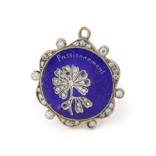 Antique "Passionnément" Diamond, Enamel and Gold Charm