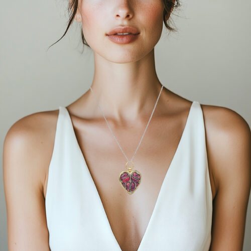 Antique Amethyst and Diamond Set Heart Pendant