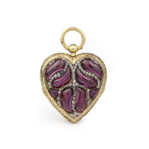 Antique Amethyst and Diamond Set Heart Pendant