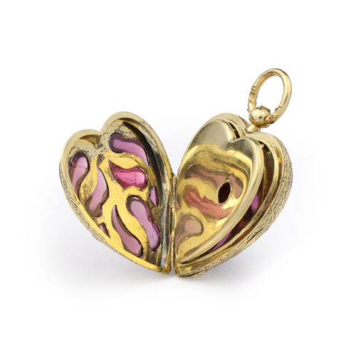 Antique Amethyst and Diamond Set Heart Pendant