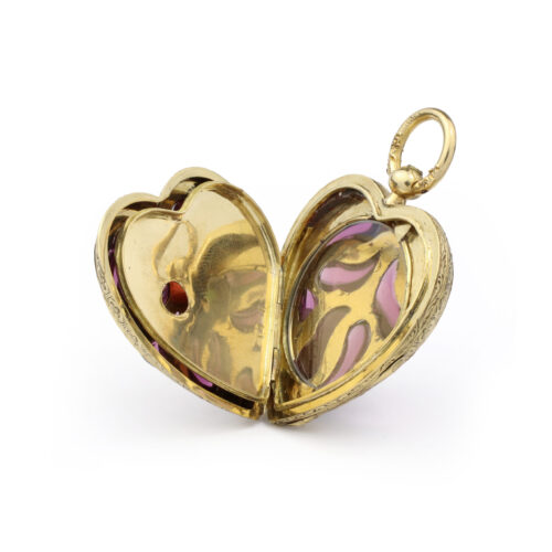 Antique Amethyst and Diamond Set Heart Pendant