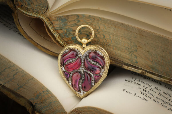 Antique Amethyst And Diamond Set Heart Pendant