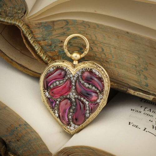 Antique Amethyst and Diamond Set Heart Pendant