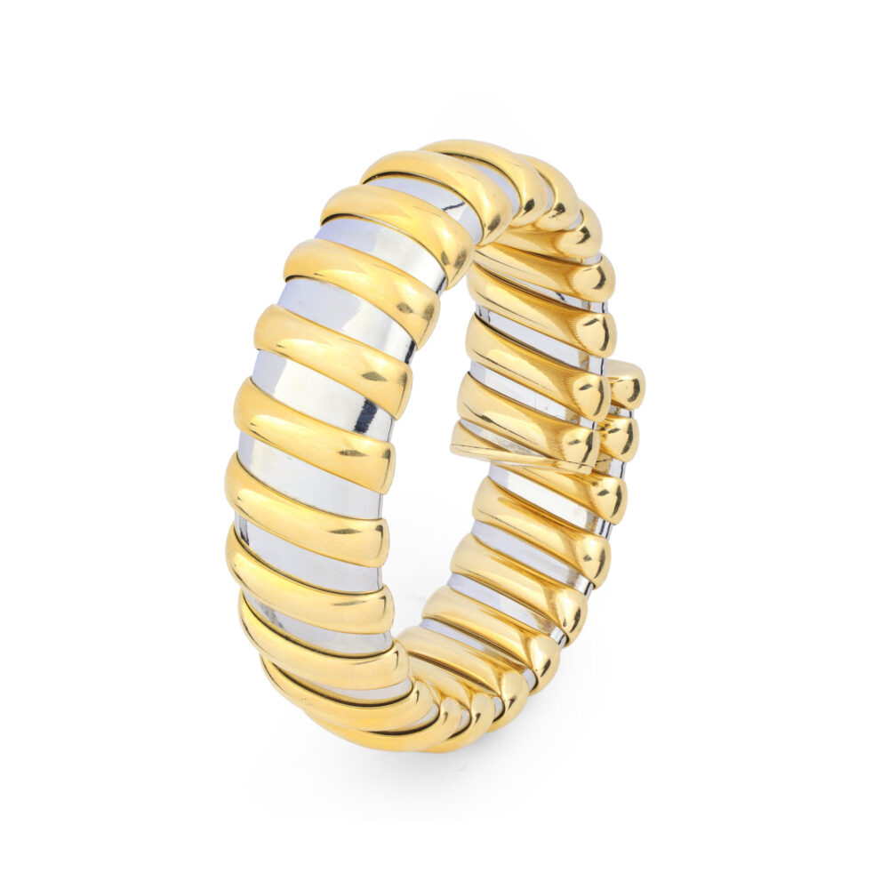 Bulgari Gold and Steel Bangle Bracelet