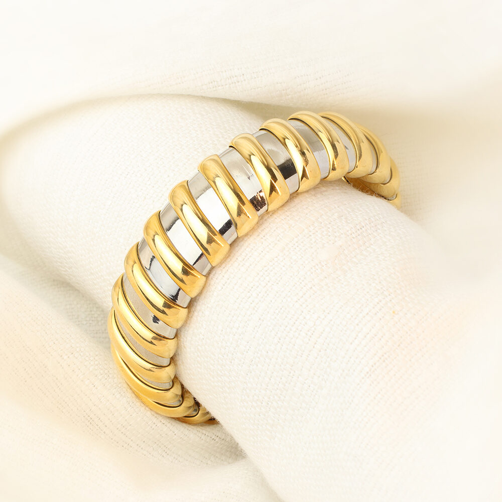 Bulgari Gold and Steel Bangle Bracelet