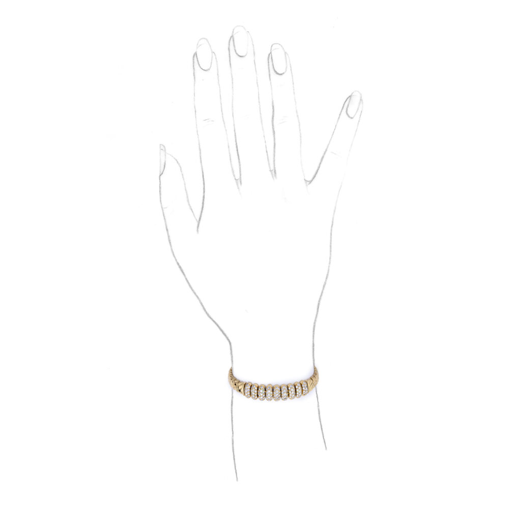 Van Cleef and Arpels Diamond Set Sculpted Gold Link Bracelet