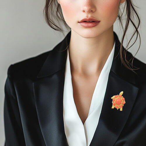 Bulgari Coral, Diamond and Gold Turtle Brooch