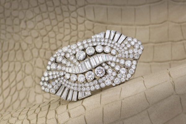 Bulgari Art Deco Pair of Diamond Set Clip Brooches