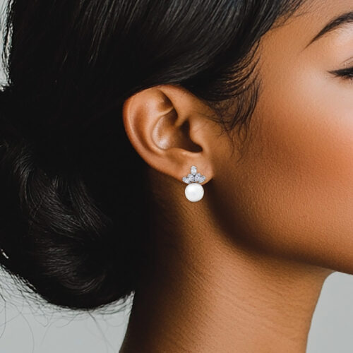 Bulgari Natural Pearl and Diamond Ear Clips