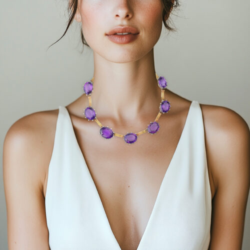 Antique Gold, Amethyst and Diamond Necklace