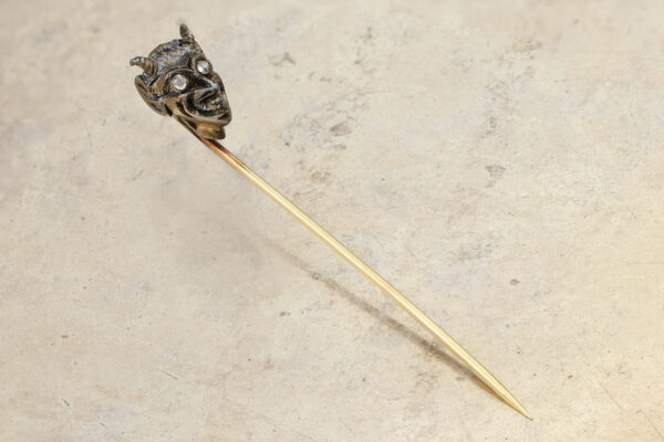 Antique Silver, Gold And Diamond Demon Stick Pin