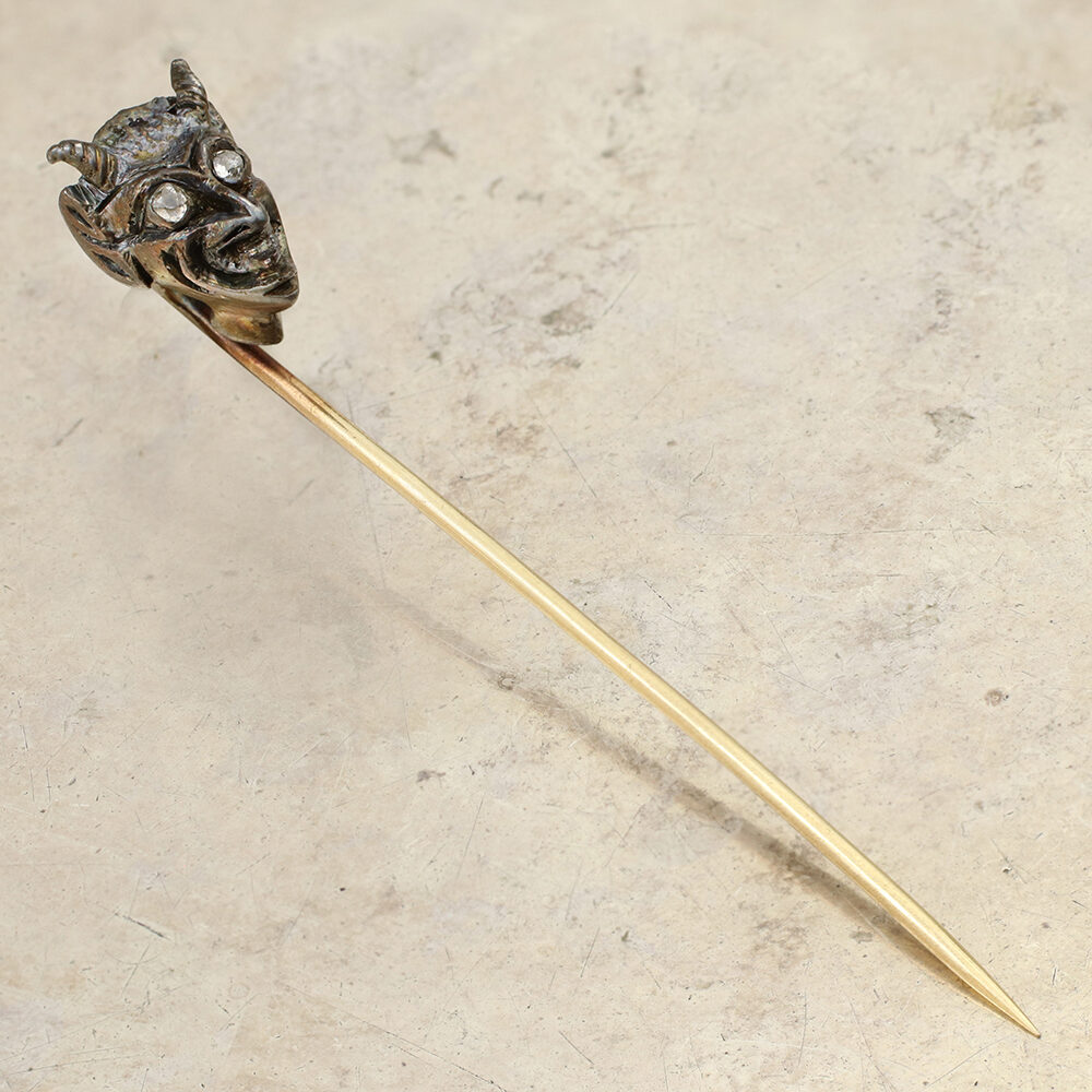 Antique Silver, Gold and Diamond Demon Stick Pin