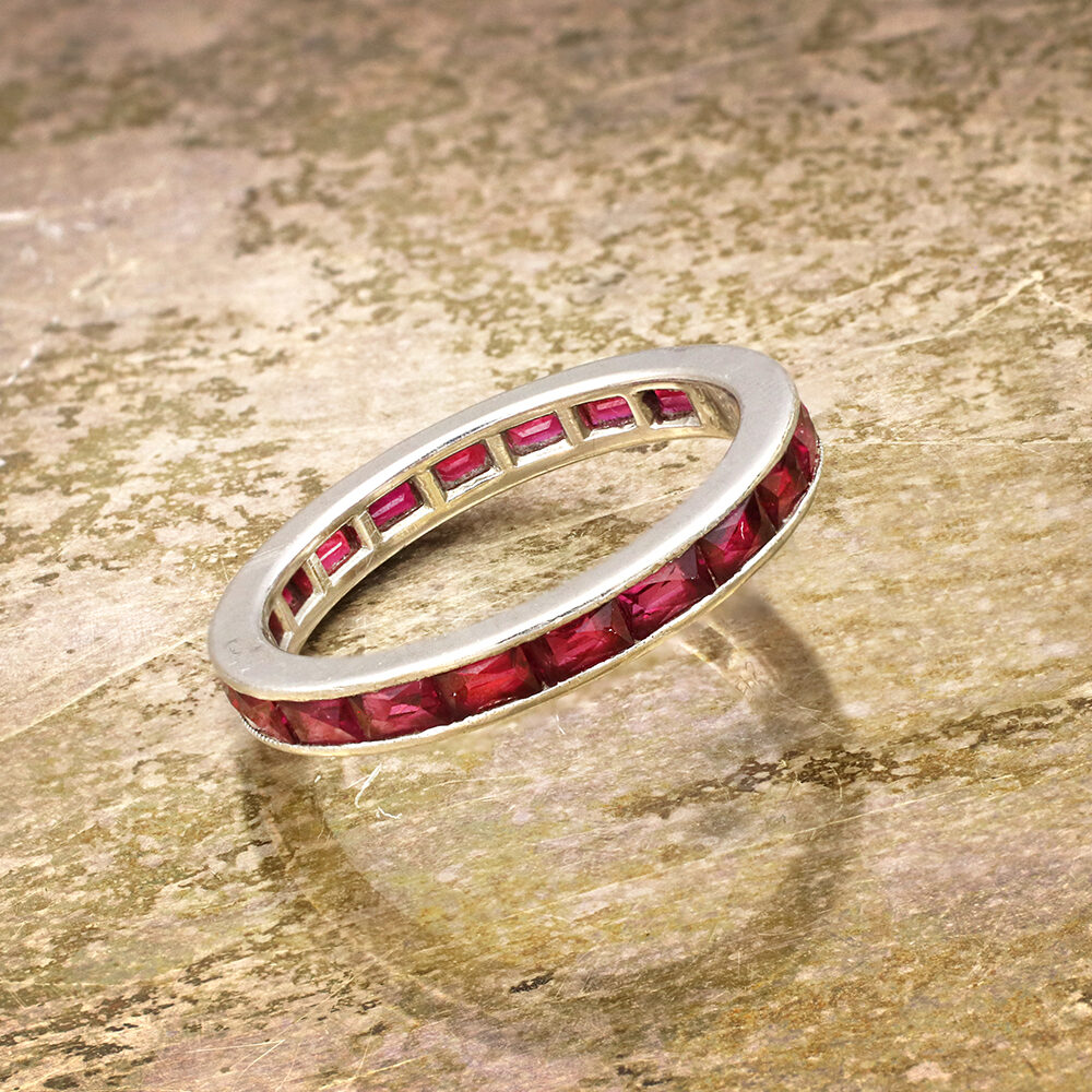 Ruby and Platinum Eternity Band Ring