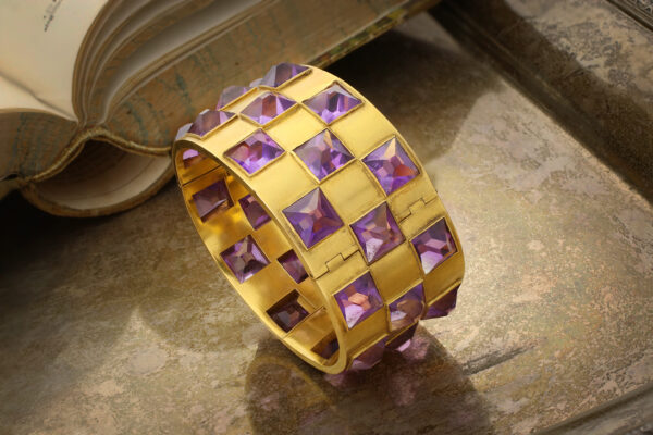 Antique Gold And Amethyst Mid Arm Cuff Bracelet