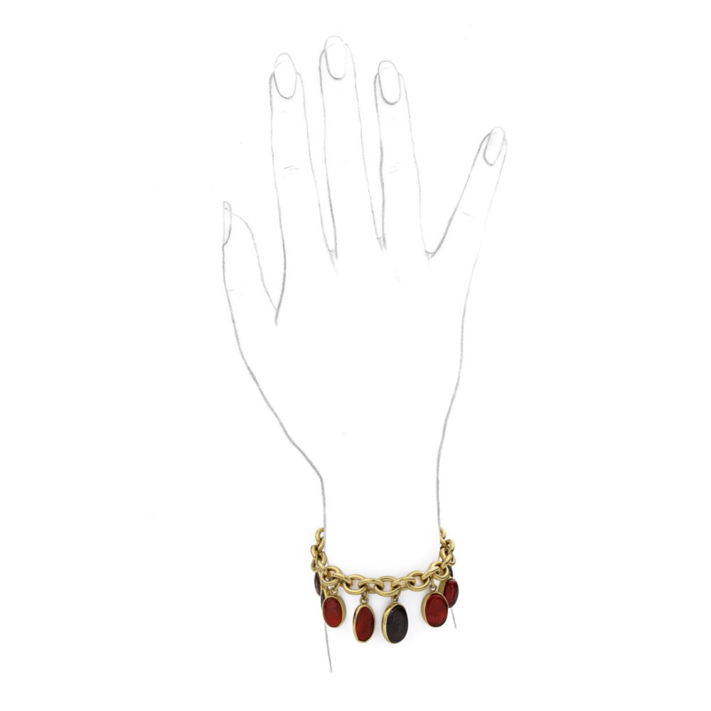 Gold and Antique Agate Intaglio Charm Bracelet