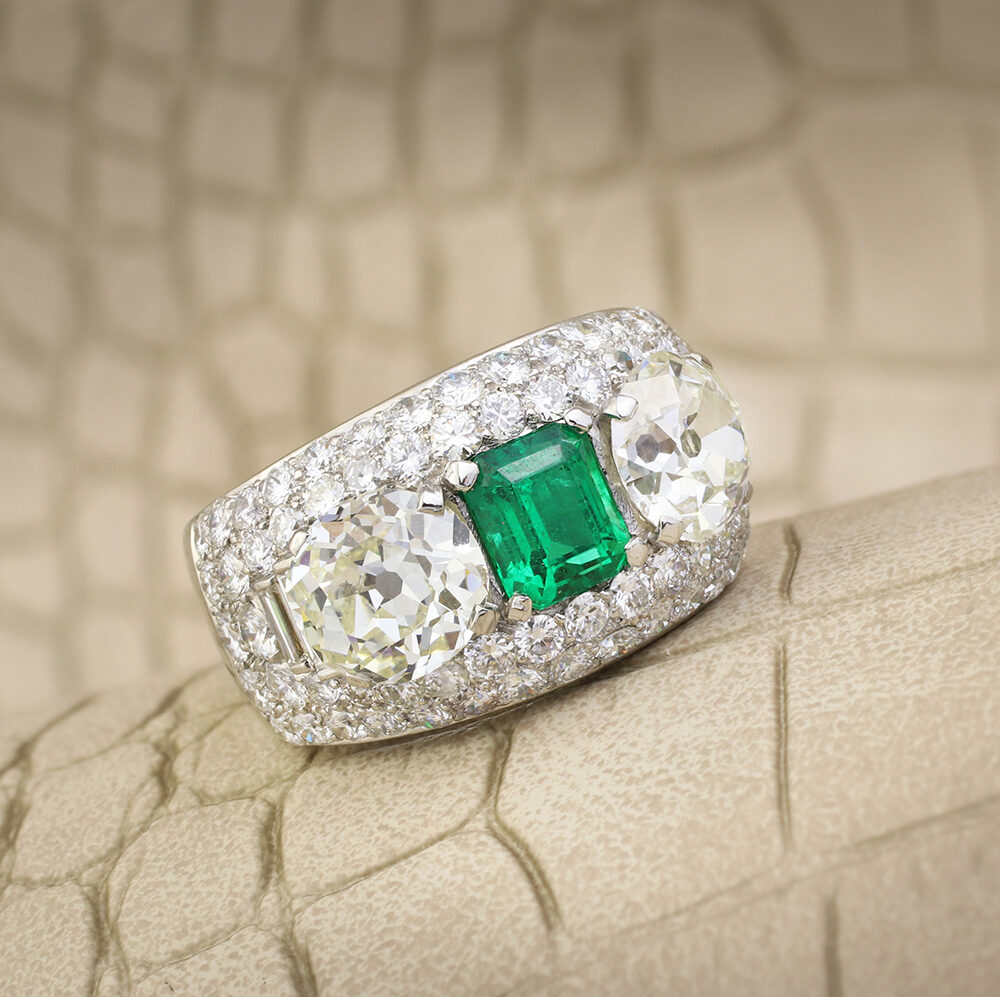 Bulgari Emerald and Diamond 'Trombino' Ring