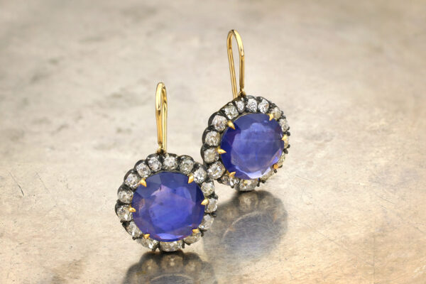 Sapphire And Diamond Ear Pendants