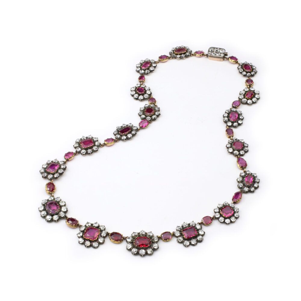 Antique Burmese Ruby and Diamond Necklace