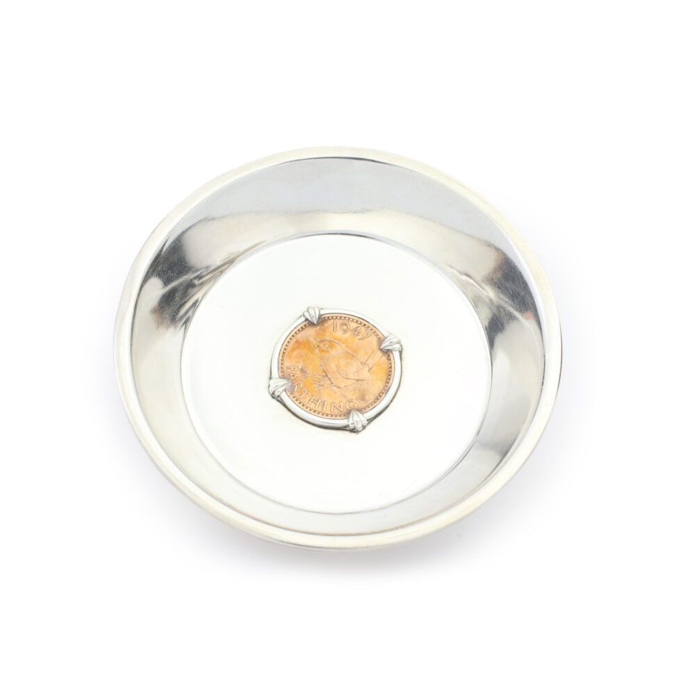 Cartier British Farthing Coin and Silver Vide Poche