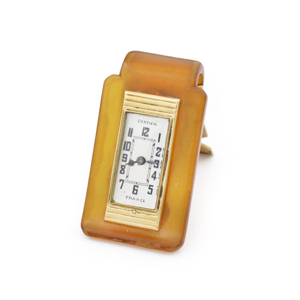 Cartier Art Deco Gold and Bakelite Clip Watch