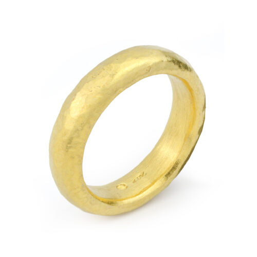 Hammered High Karat Gold Band Ring
