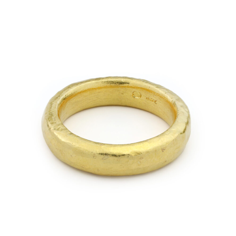 Hammered High Karat Gold Band Ring