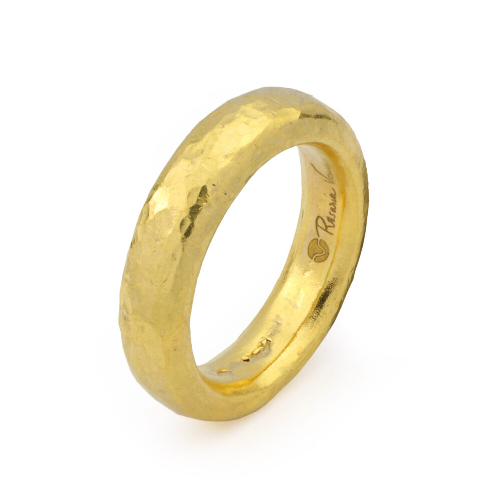 Hammered High Karat Gold Band Ring